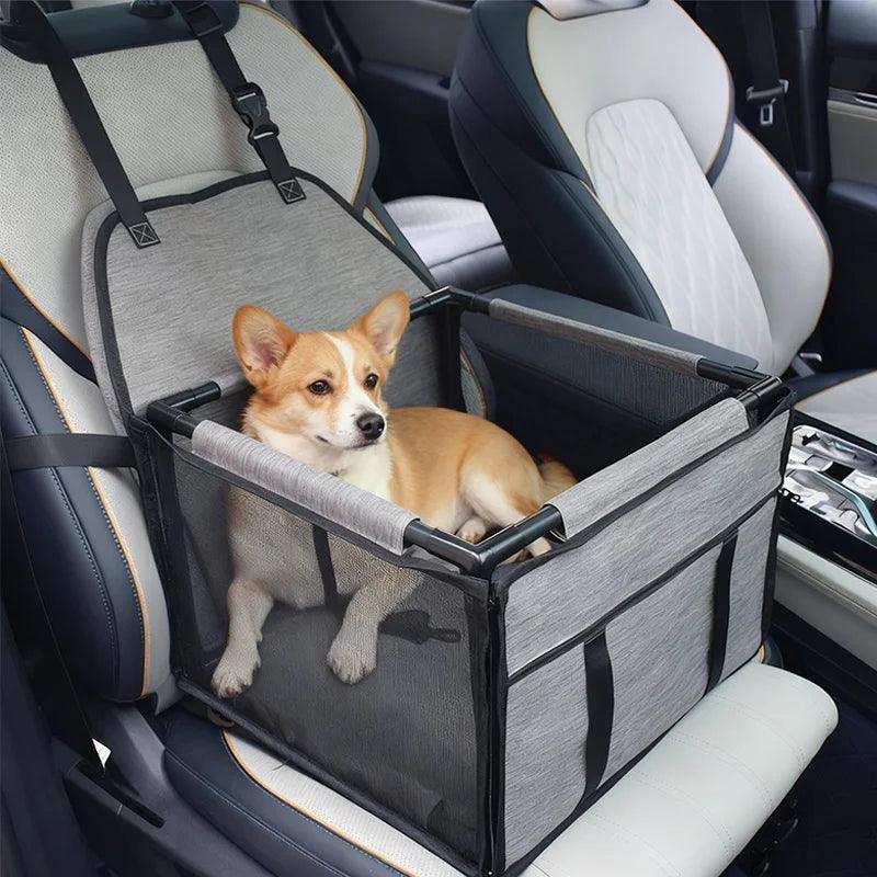 Caja de viaje para perro en asiento de auto, seguro y cómodo para mascotas