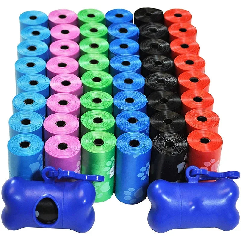 Bolsas de basura para perros en colores vibrantes con dispensadores en forma de hueso