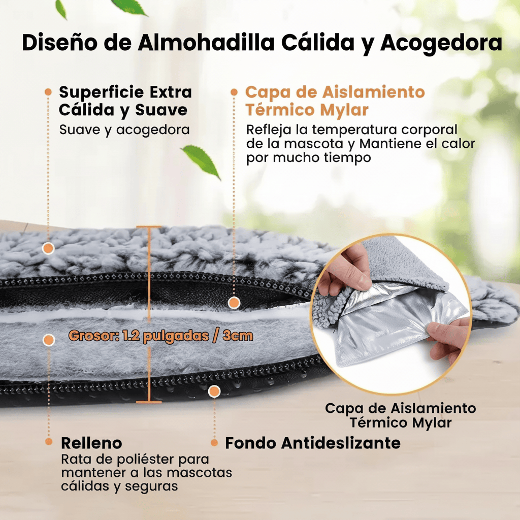 Almohadilla cálida para perros con relleno acogedor y capa térmica Mylar, ideal para mascotas cómodas y seguras