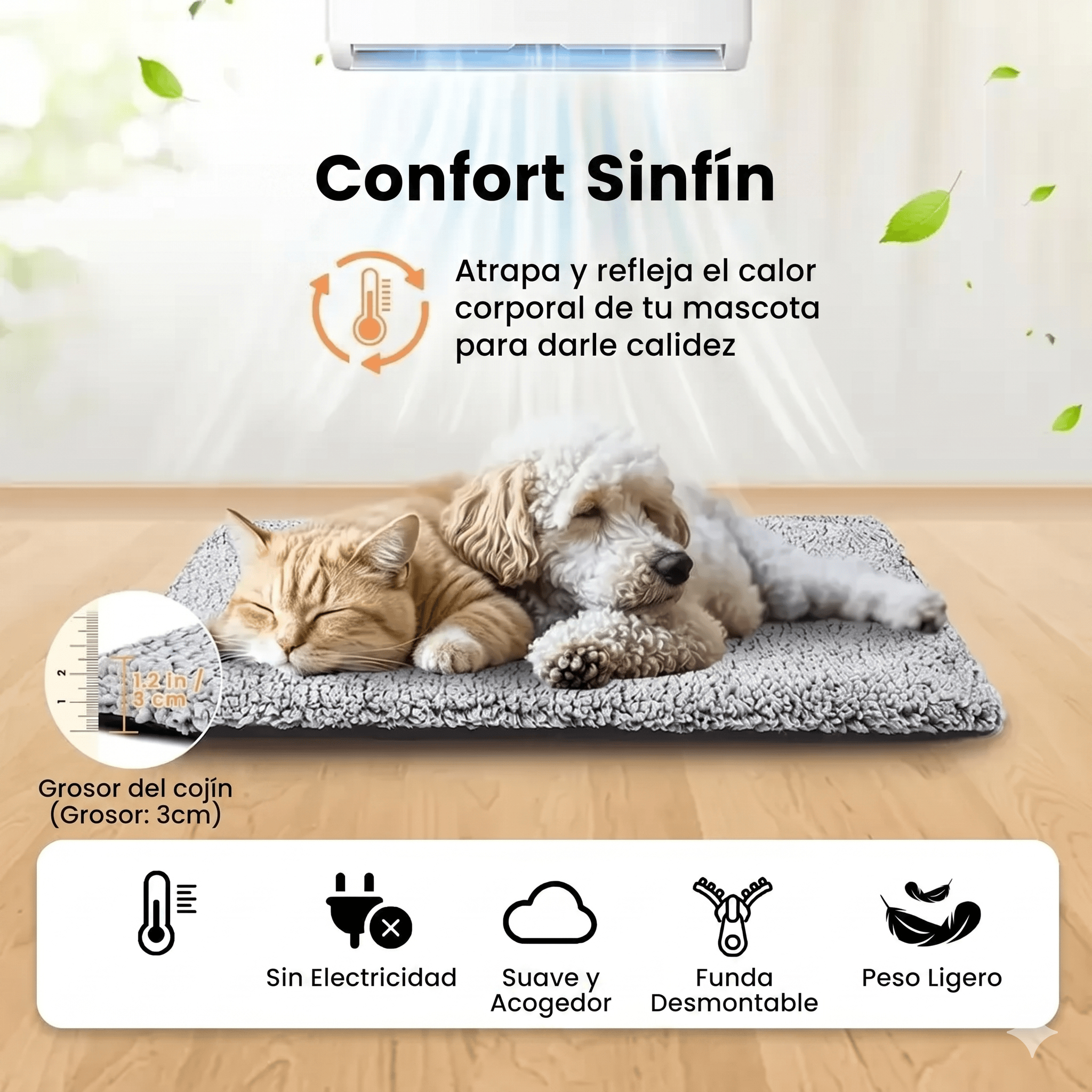 Cojín acogedor para perro y gato, suave y sin electricidad, ideal para mascotas cómodas en casa