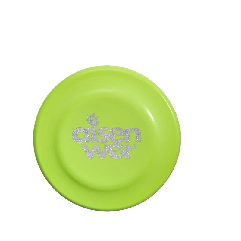 Plato verde para perro con logo brillante, accesorio feliz para mascotas