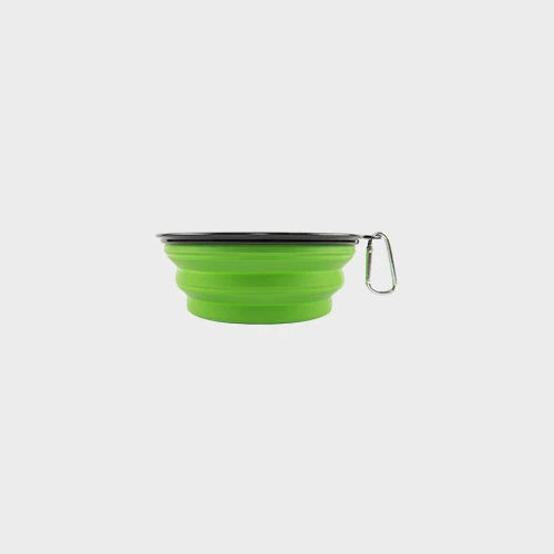 Bolso plegable verde para perro con mosquetón, ideal para paseos y viajes