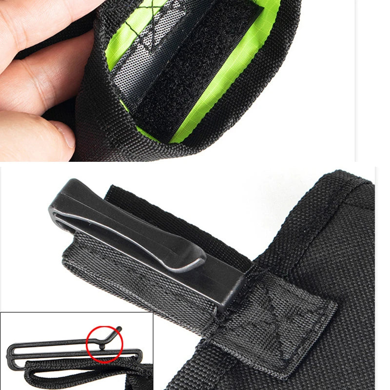 Bolsa para perro con cierre de velcro y clip negro, ideal para paseos y accesorios caninos