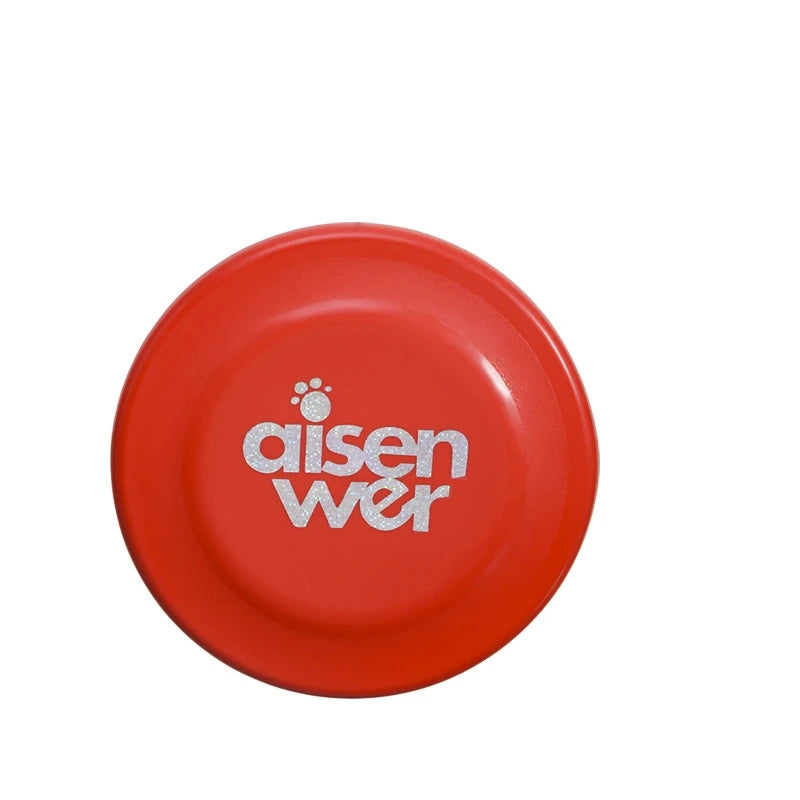 Disco rojo para perros con logo aisen wer, accesorio divertido para juegos al aire libre