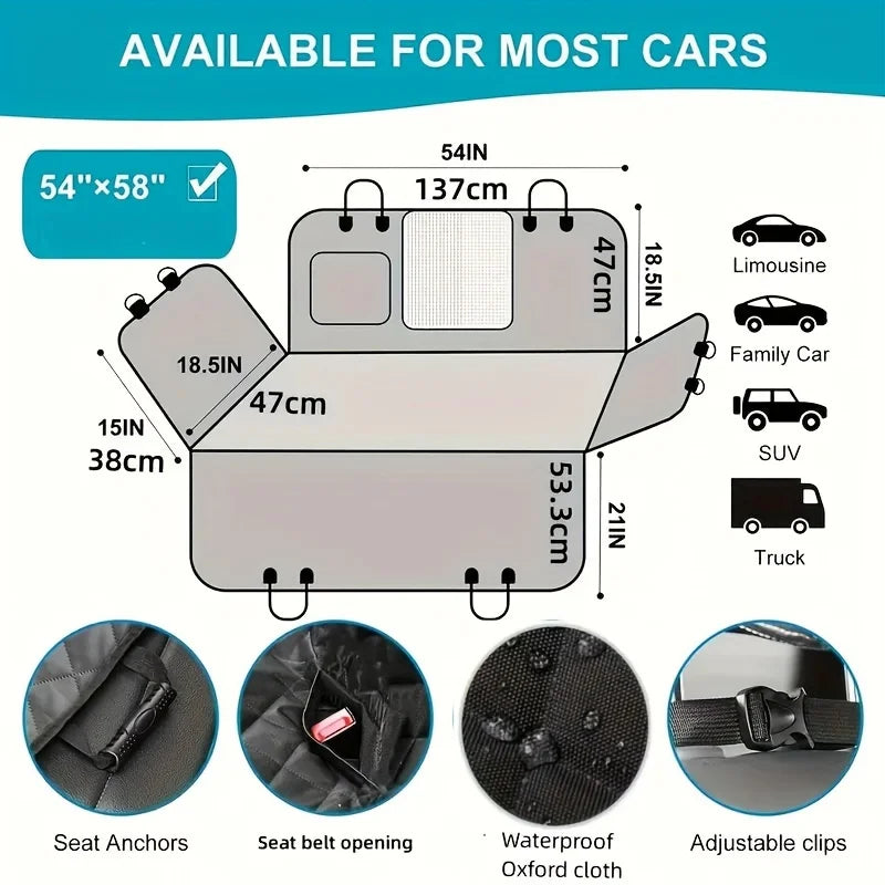 Funda protectora para asiento de coche para perros, impermeable, con anclajes y clips ajustables, compatible con la mayoría de vehículos