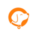Perro feliz con collar naranja y corazón, accesorios para mascotas